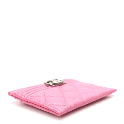 Chanel Caviar Quilted Boy Card Holder Pink 3 of 9