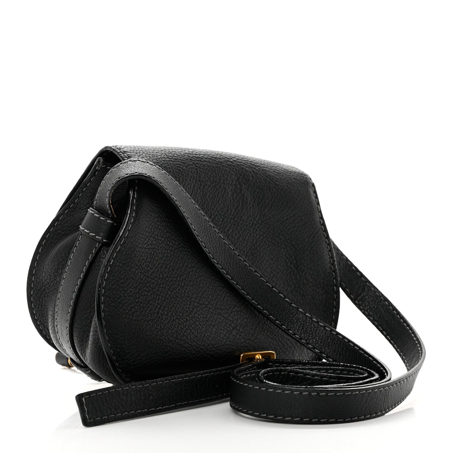 Calfskin Mini Marcie Round Crossbody Bag Black