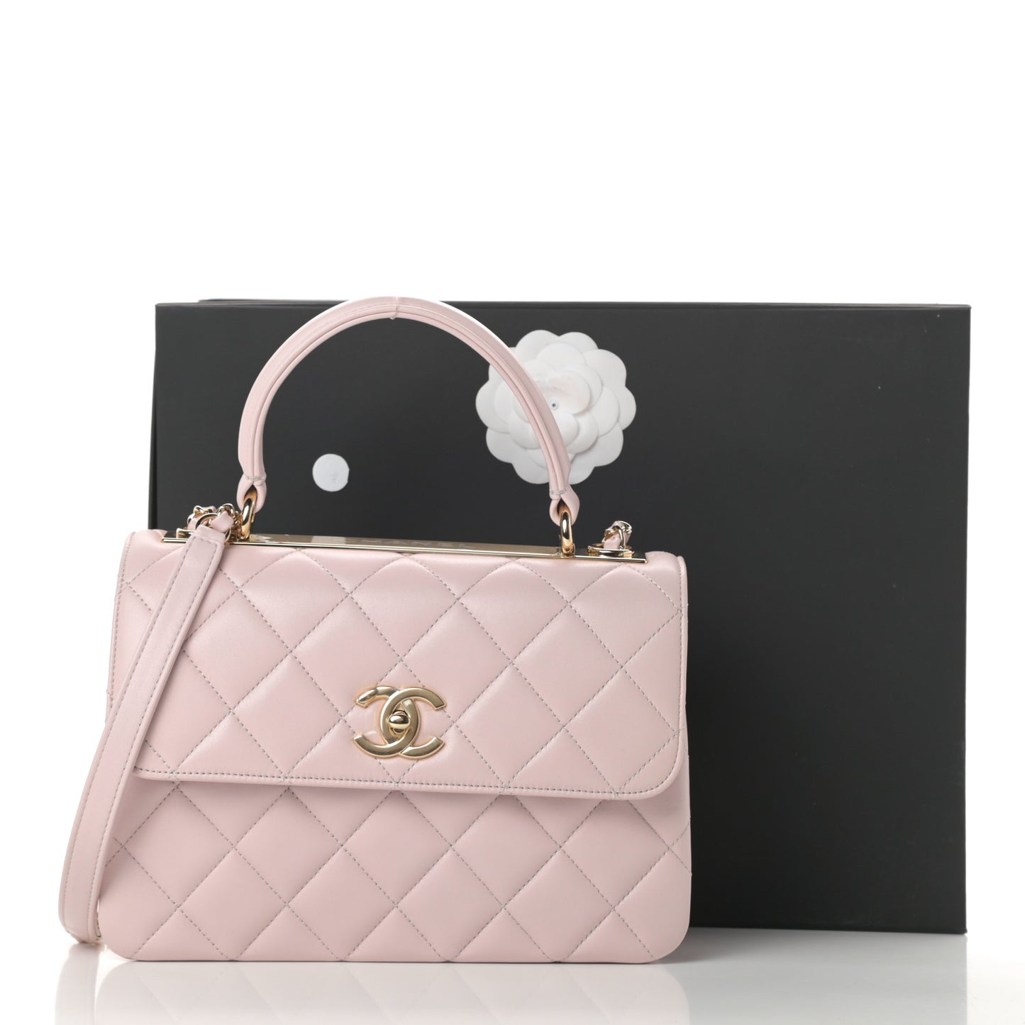 Lambskin Quilted Small Trendy CC Flap Dual Handle Bag Lilac