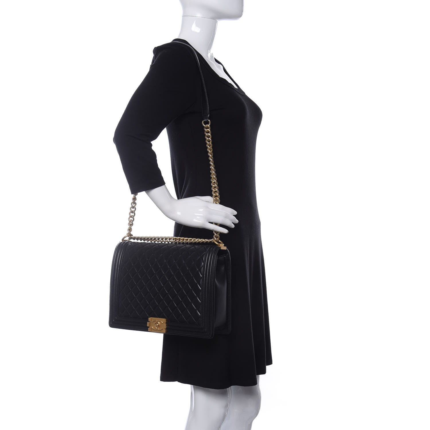 Chanel Lambskin Quilted Large Boy Flap Black 2 of 10