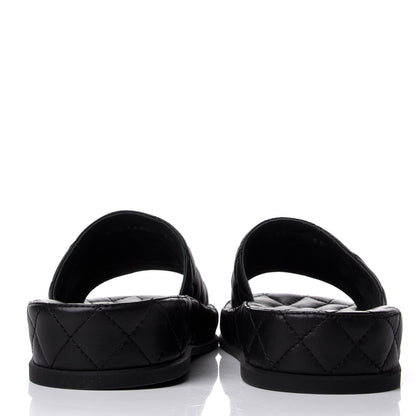 Chanel Lambskin Quilted CC Mules Sandals 38 Black 7 of 11
