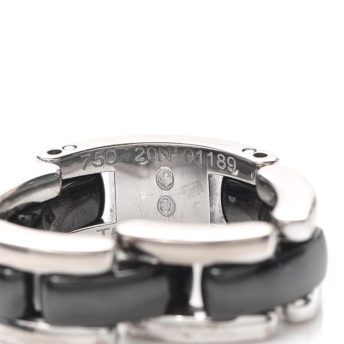 18K White Gold Black Ceramic Medium Ultra Ring 51 5.75