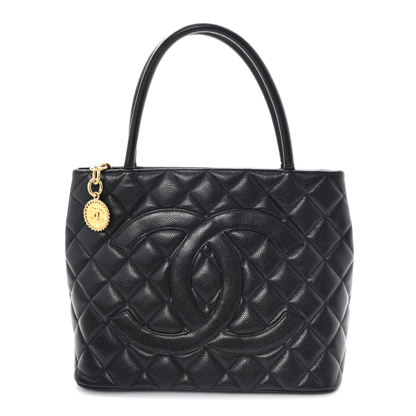 Caviar Quilted Medallion Tote Black