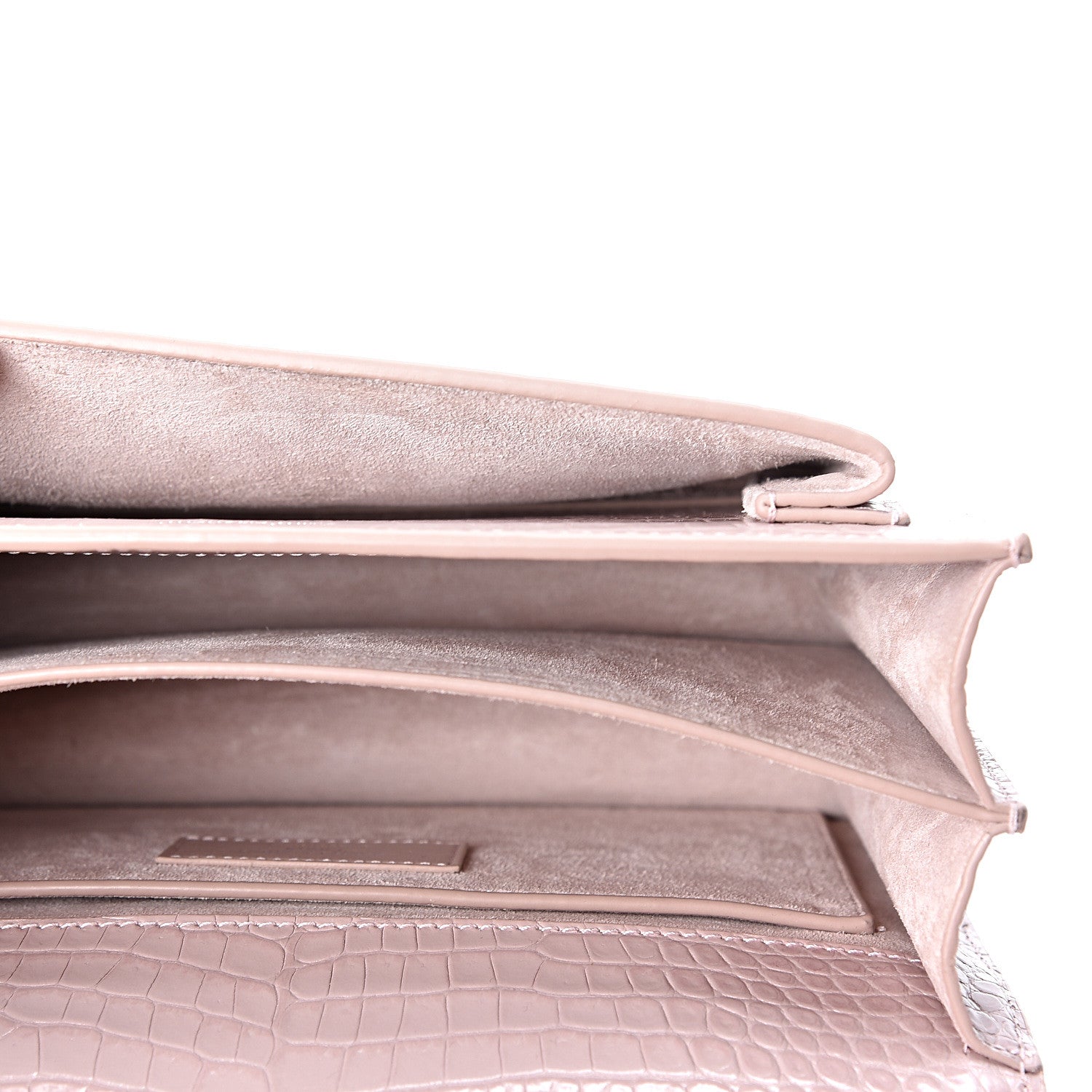Saint Laurent Calfskin Crocodile Embossed Medium Monogram Sunset Powder Pink 4 of 9