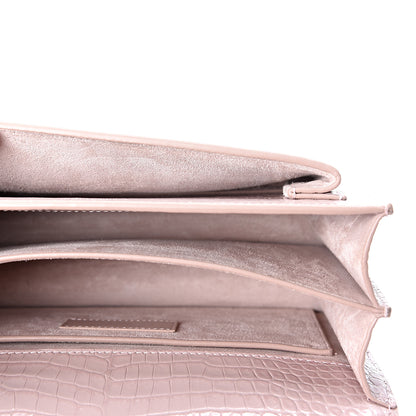 Saint Laurent Calfskin Crocodile Embossed Medium Monogram Sunset Powder Pink 4 of 9