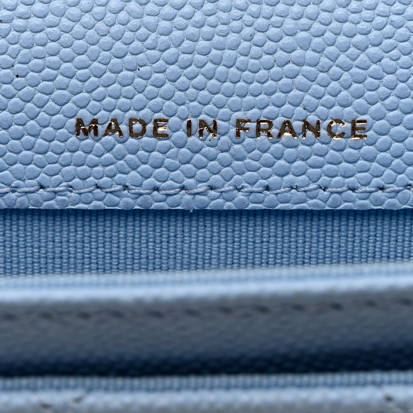 Caviar Quilted Flap Card Holder Wallet Light Blue