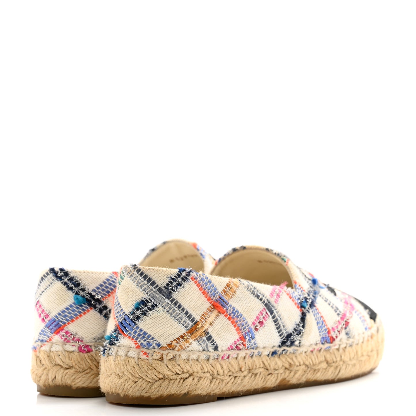 Tweed Grosgrain CC Espadrilles 36 Multicolor Black