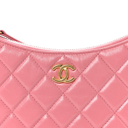 Chanel Shiny Crumpled Lambskin Quilted Trendy Chain Around Hobo Pink 8 of 11
