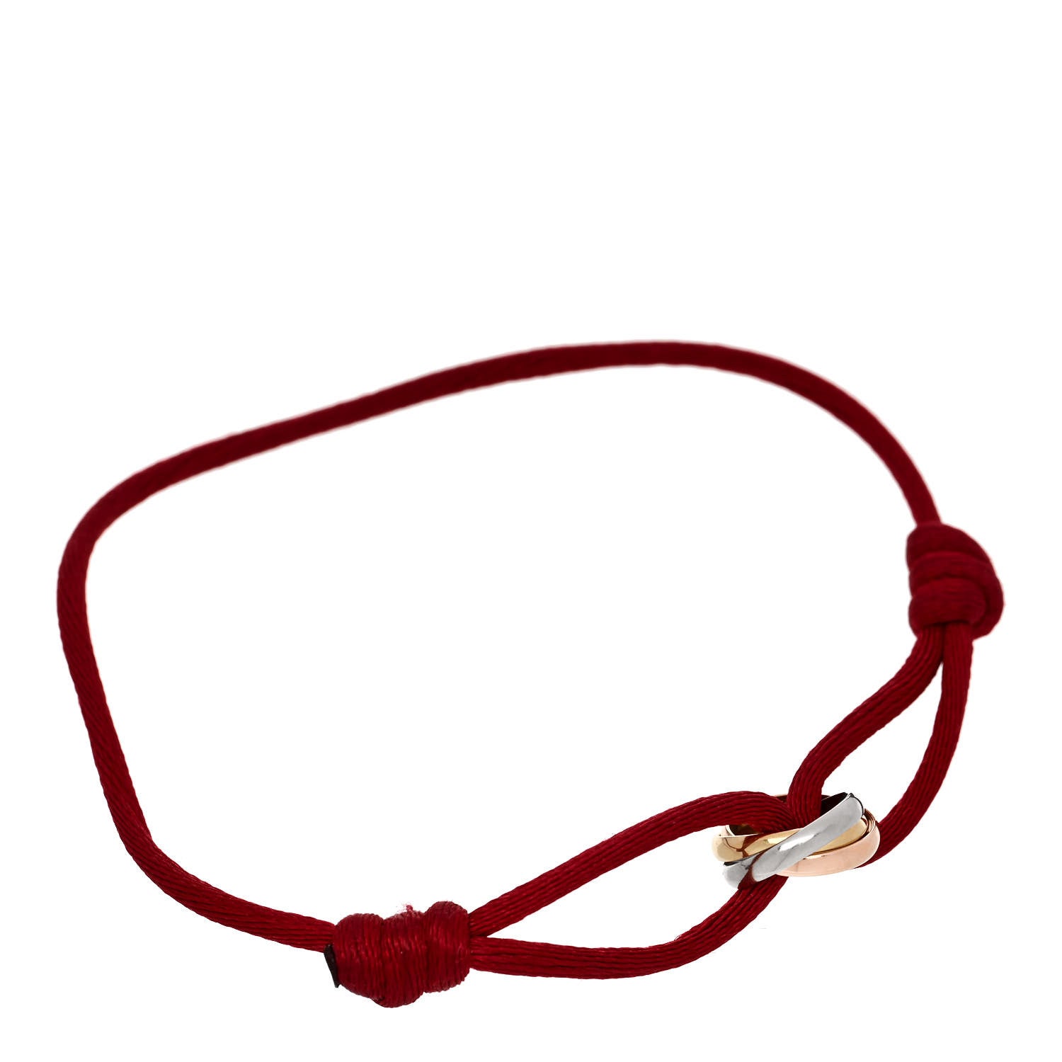 Cartier 18K Pink Yellow White Gold Trinity Cord Bracelet Red 1 of 5
