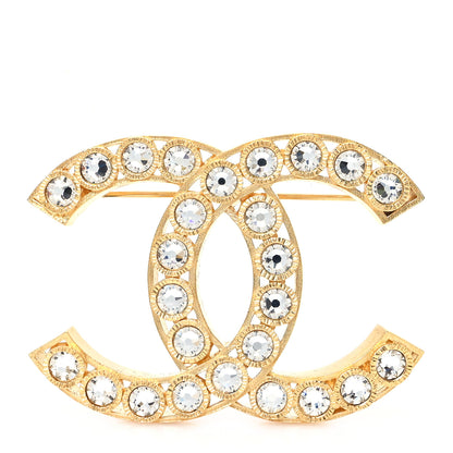 Chanel Metal Crystal CC Brooch Gold 1 of 3