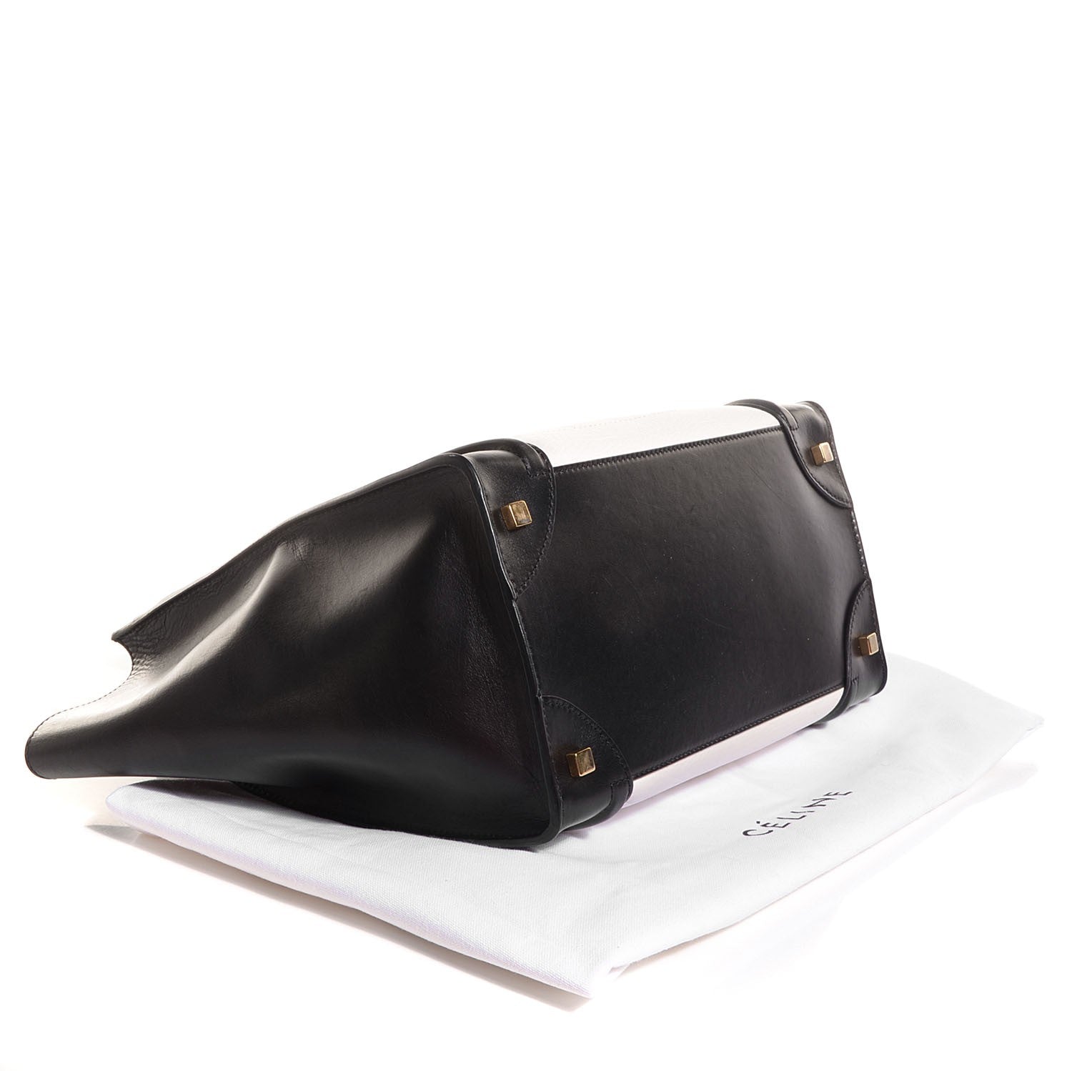 Celine Smooth Calfskin Shrunken Lambskin Mini Bi-Color Luggage Black White 4 of 9
