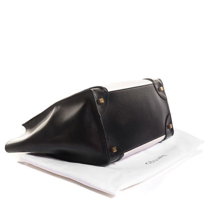 Celine Smooth Calfskin Shrunken Lambskin Mini Bi-Color Luggage Black White 4 of 9