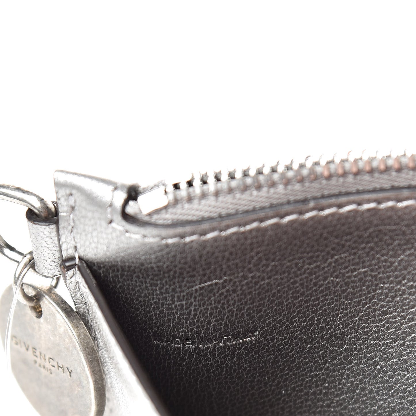 Goatskin GV3 Zip Card Holder Silver Natural