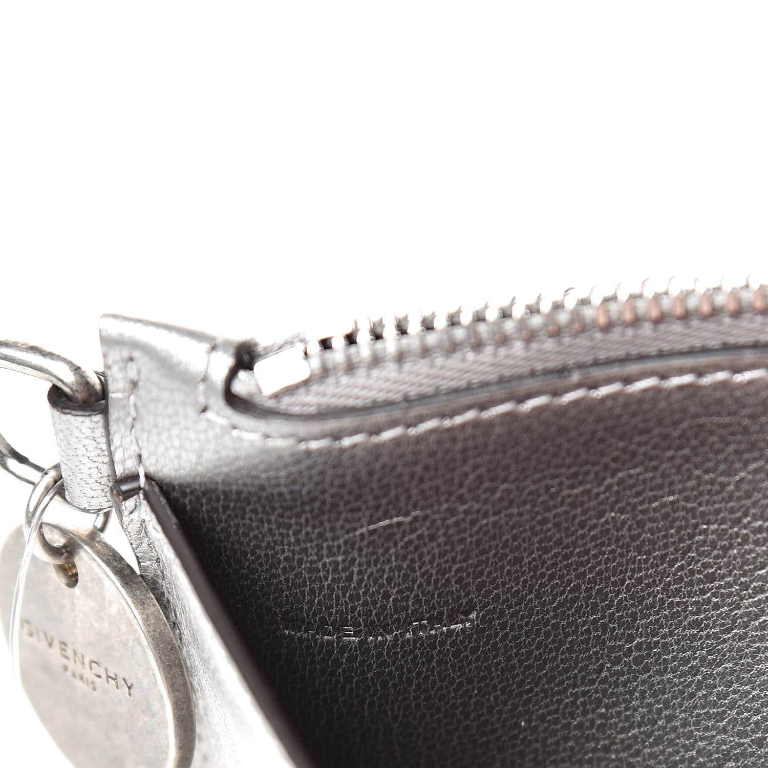 Givenchy Goatskin GV3 Zip Card Holder Silver Natural 8 of 8