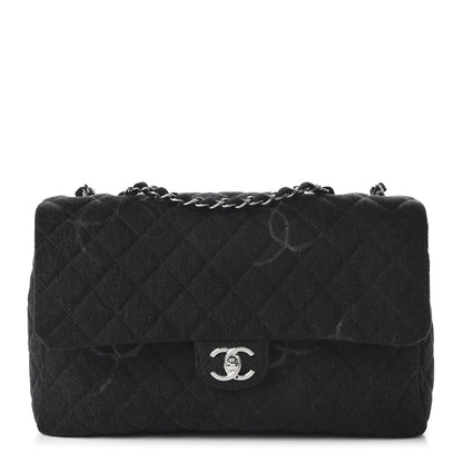 Chanel Denim Quilted CC Print Jumbo Single Flap Black 1 of 11