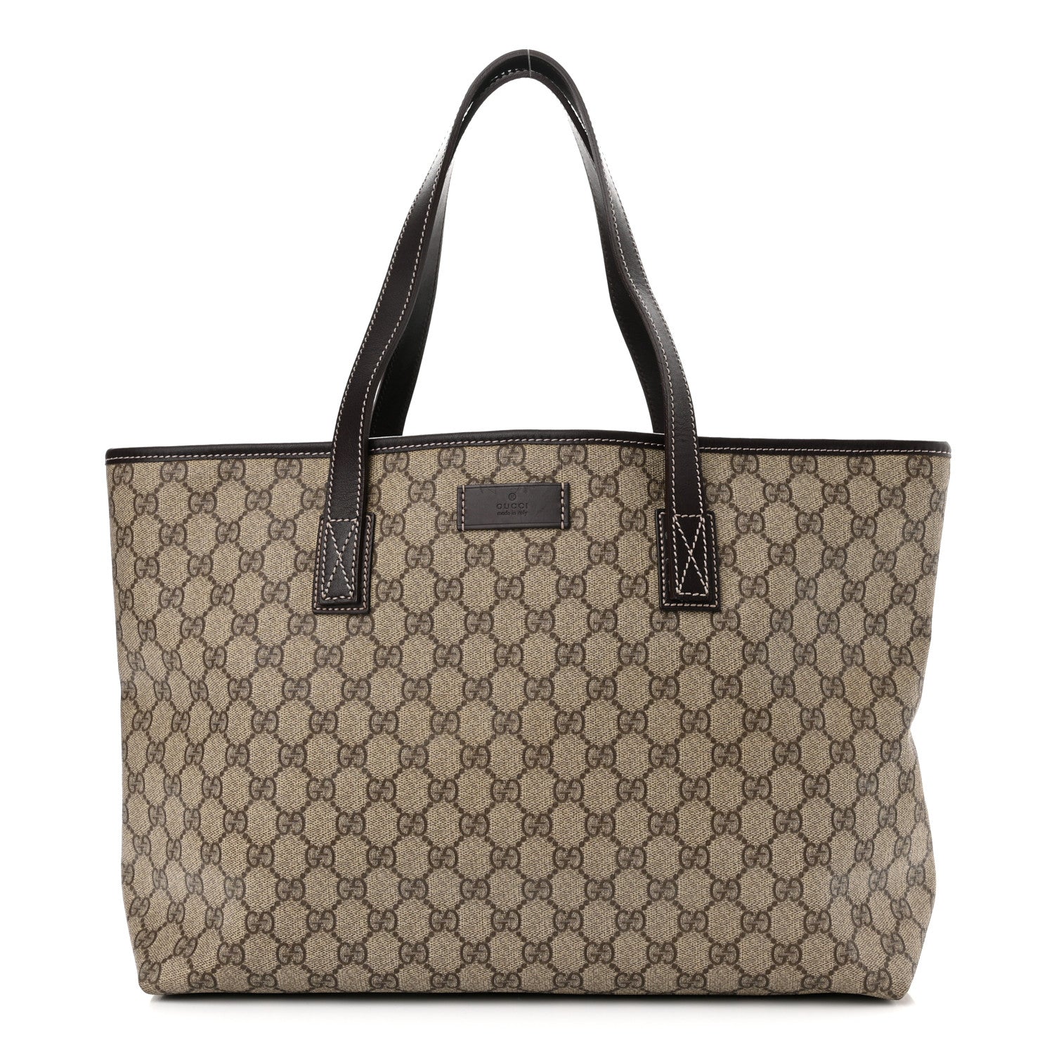Gucci GG Supreme Monogram Medium Zippered Shopping Tote Dark Brown 1 of 11