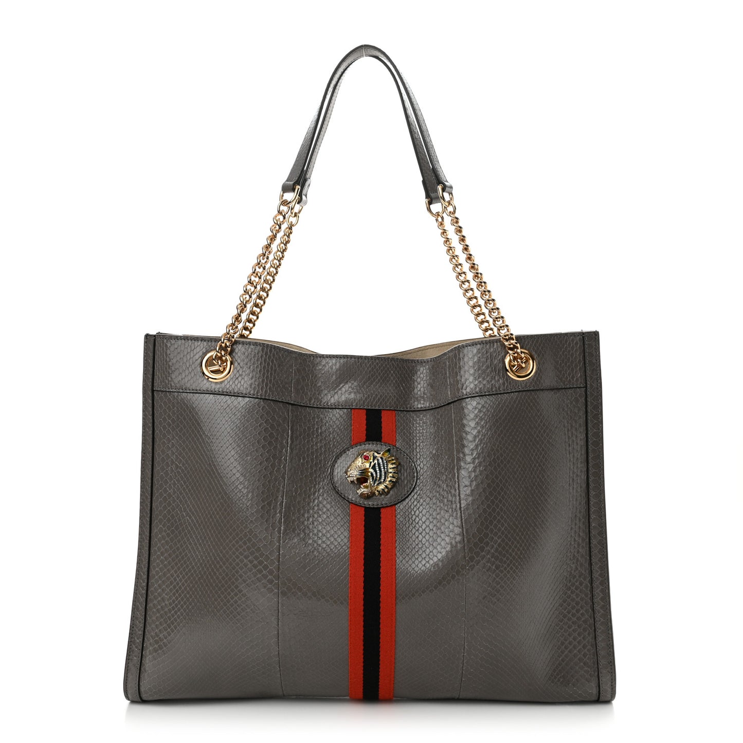 Snakeskin Large Rajah Chain Tote Dusty Grey