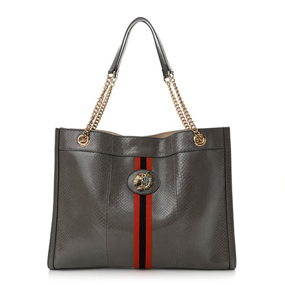 Gucci Snakeskin Large Rajah Chain Tote Dusty Grey 1 of 13
