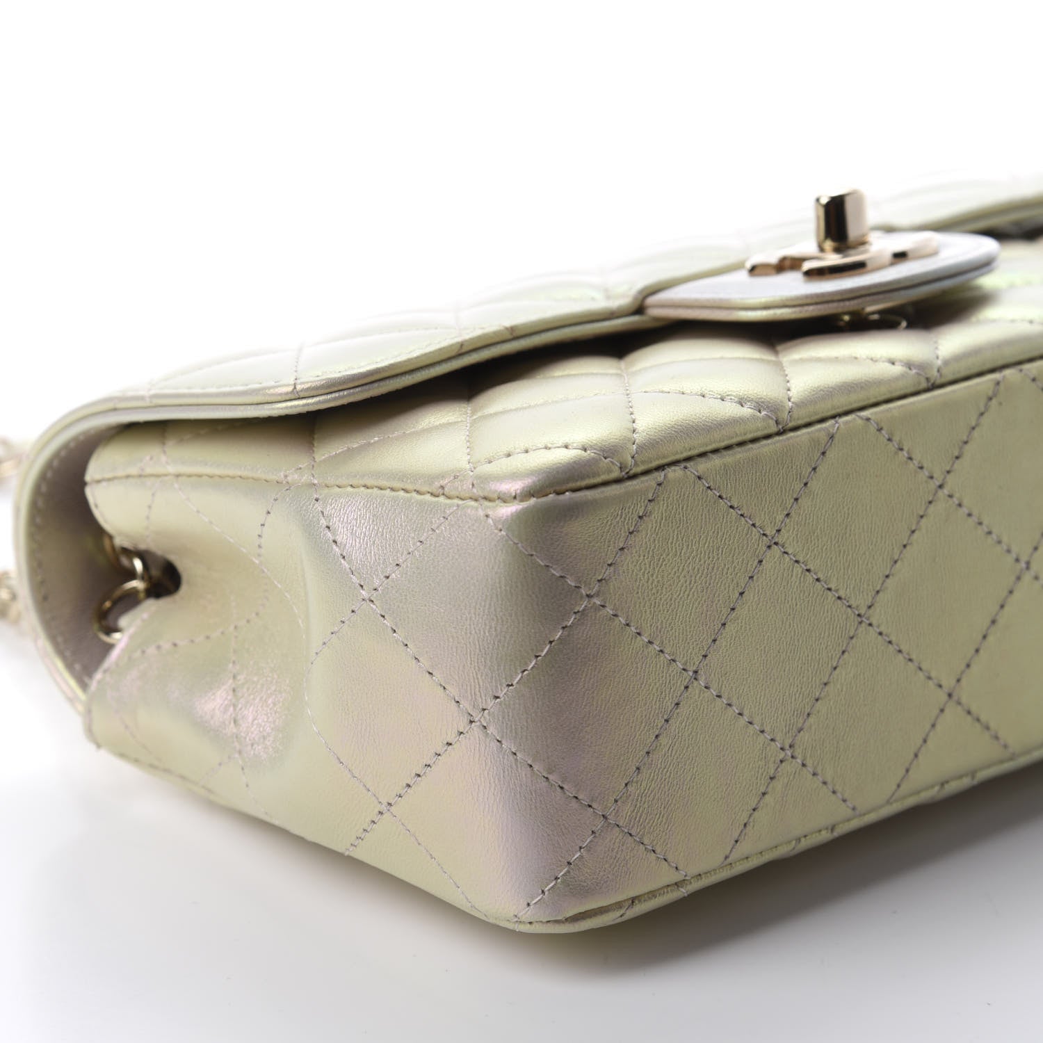 Chanel Iridescent Lambskin Quilted Mini Rectangular Flap Ivory 5 of 10