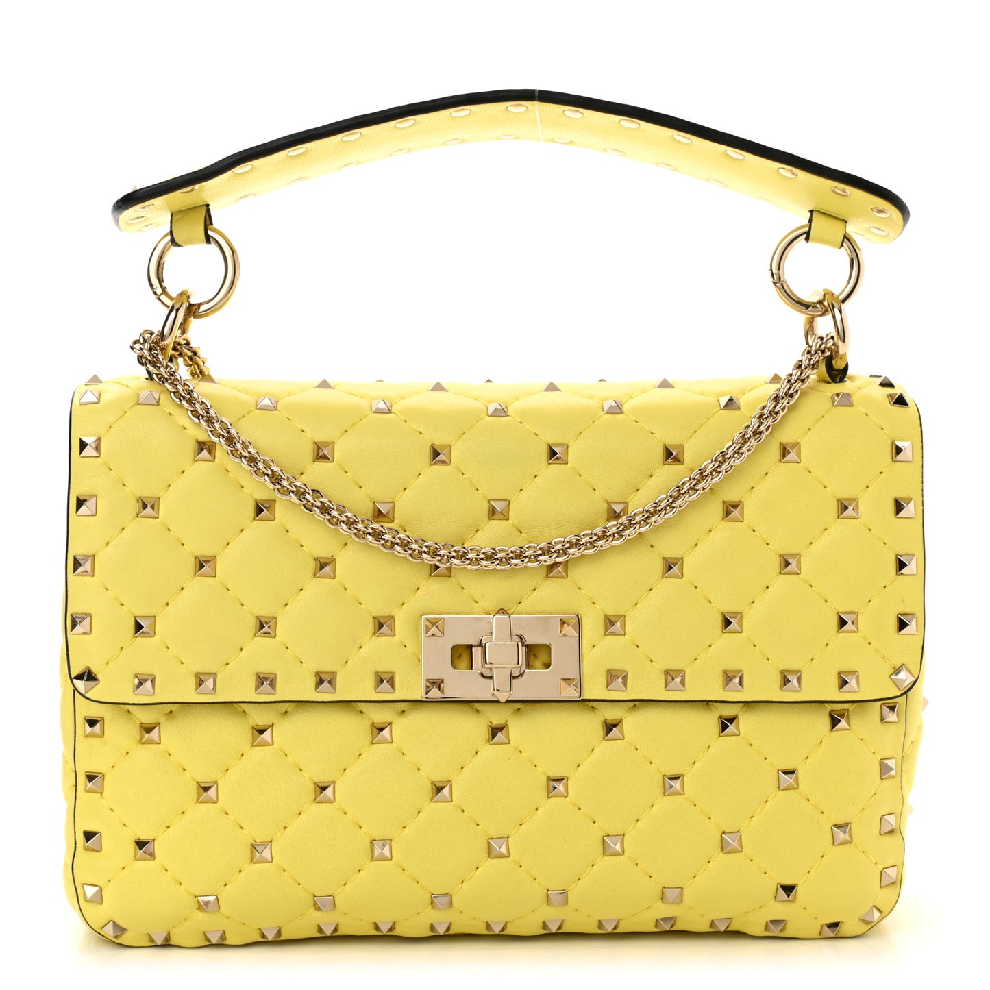 Nappa Medium Rockstud Spike Shoulder Bag Yellow