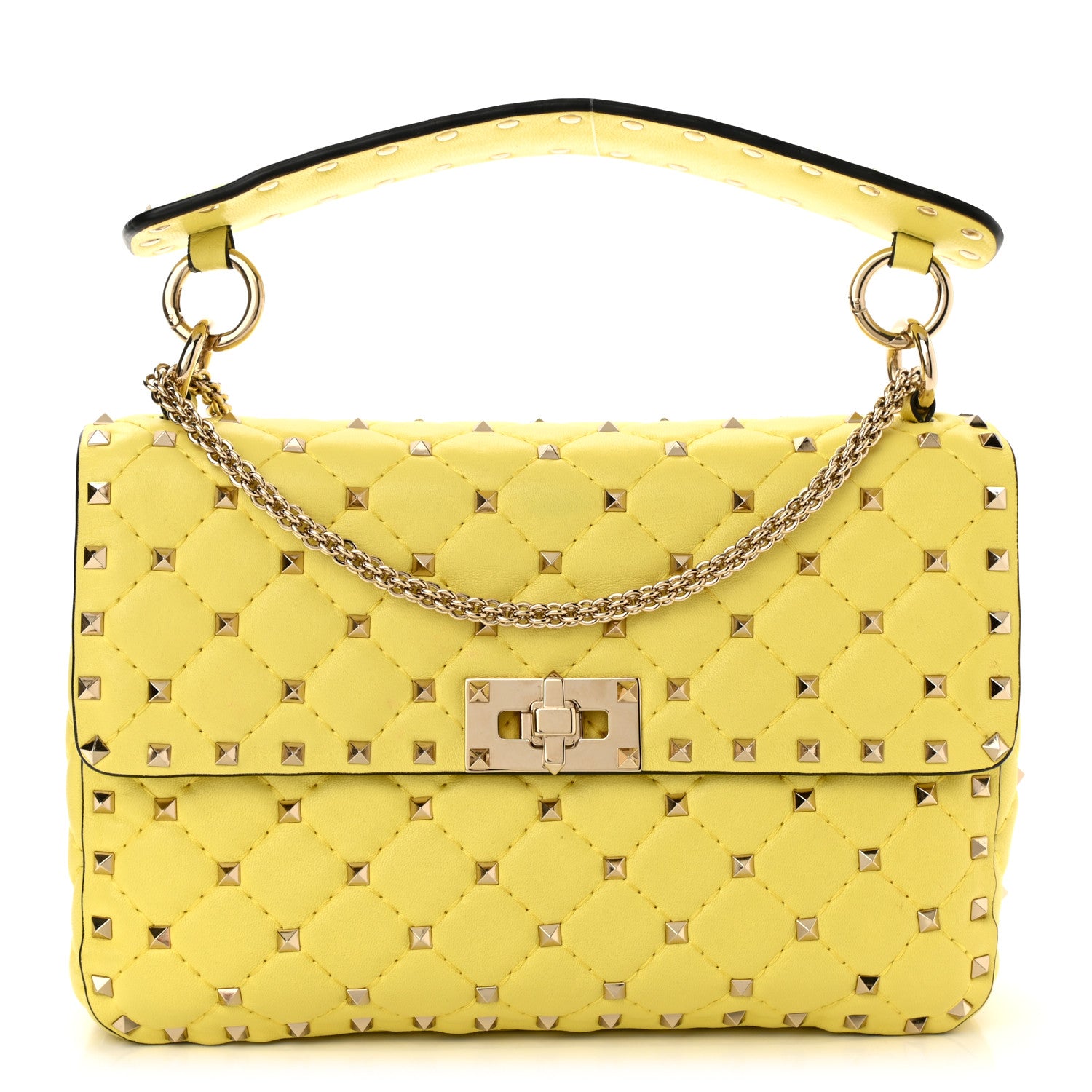 Valentino Garavani Nappa Medium Rockstud Spike Shoulder Bag Yellow 1 of 8