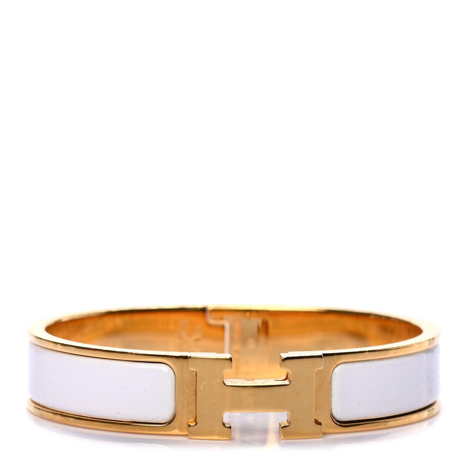 Hermes Enamel Narrow Clic Clac H Bracelet PM White 1 of 4