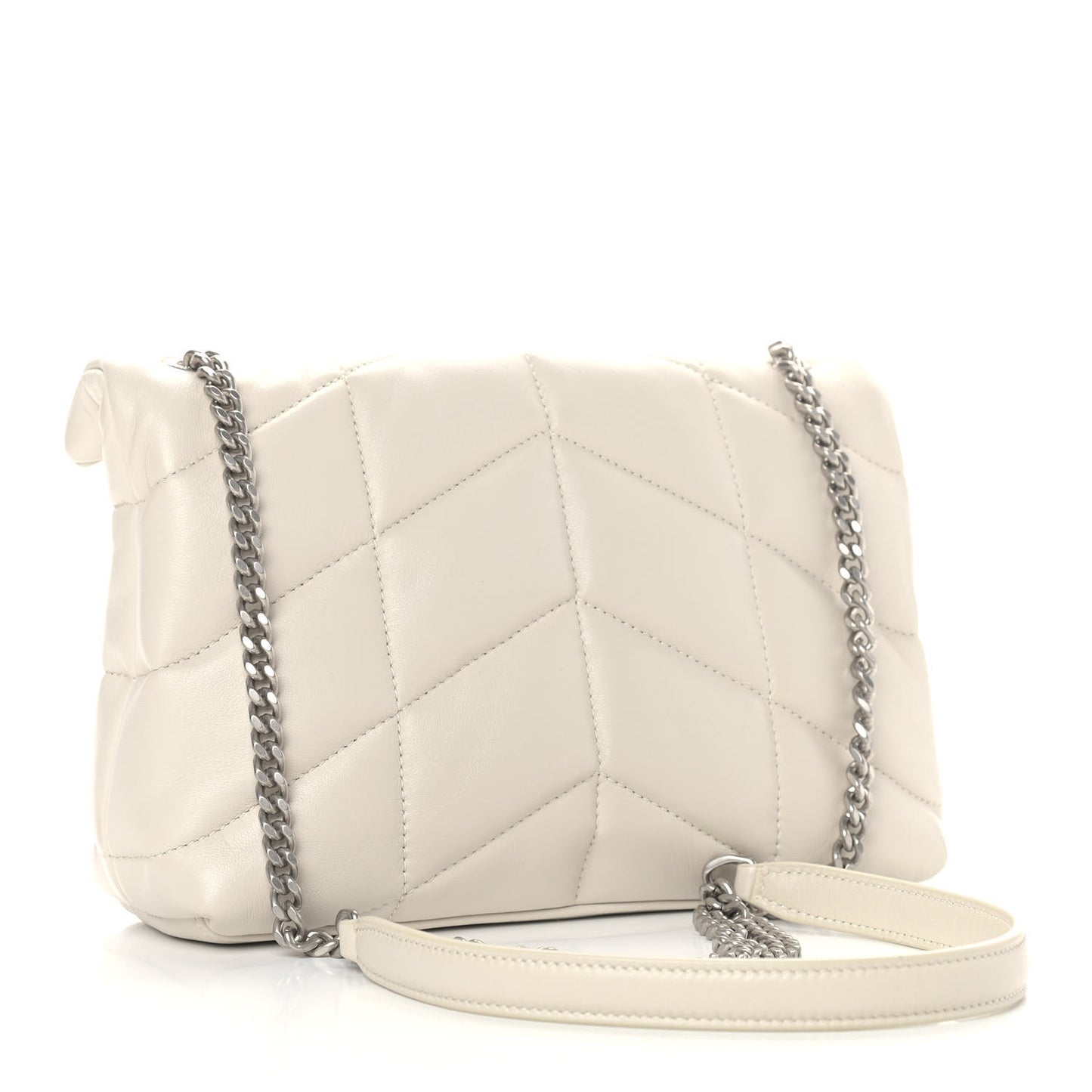 Lambskin Quilted Toy Loulou Puffer Monogram Chain Satchel Crema Soft