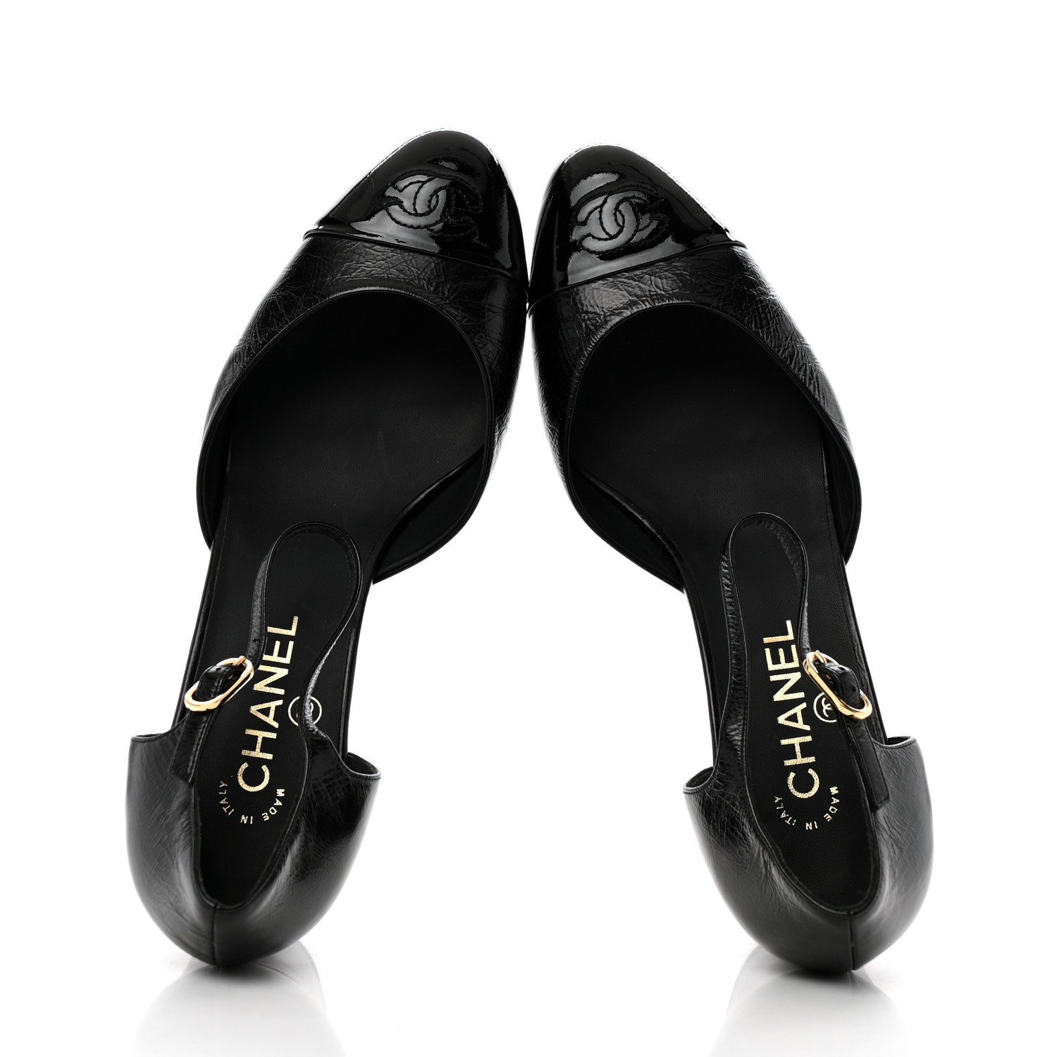 Chanel Patent Calfskin Cap Toe CC Slingback Pumps 40 Black 2 of 10