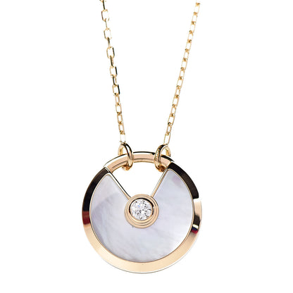 Cartier 18K Yellow Gold Diamond Mother of Pearl SM Amulette de Cartier Pendant Necklace 4 of 6