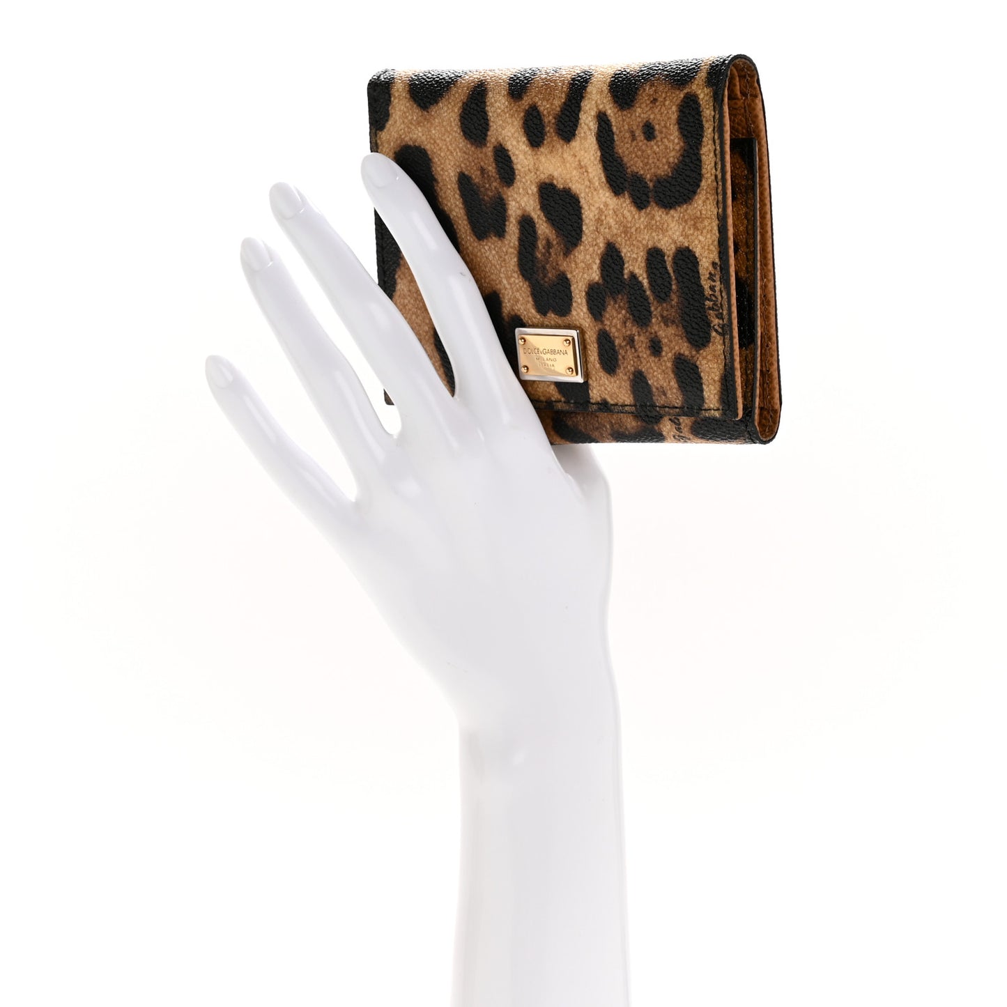 Crespo Leopard Print French Flap Wallet Black Brown