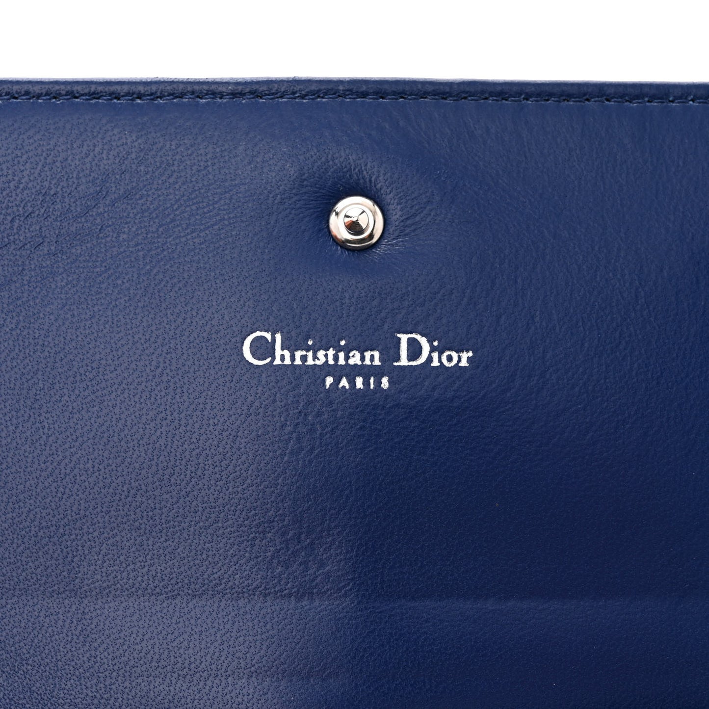 Grained Calfskin Diorama Wallet On Chain Blue
