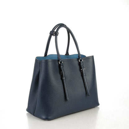 Prada Saffiano Cuir Medium Double Handle Tote Baltico Astrale 3 of 7