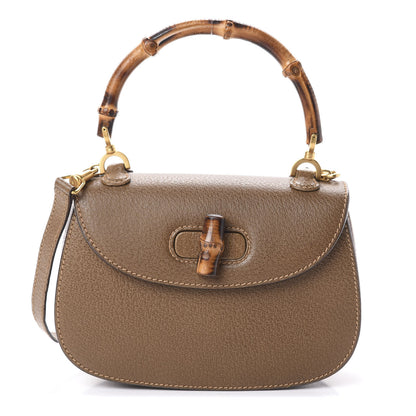 Gucci Natural Grain Calfskin Small Classic Bamboo Top Handle Bag Blush Brown 1 of 10