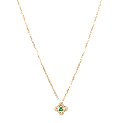 David Yurman 18K Yellow Gold Diamond Emerald Venetian Quatrefoil Pendant Necklace 1 of 3