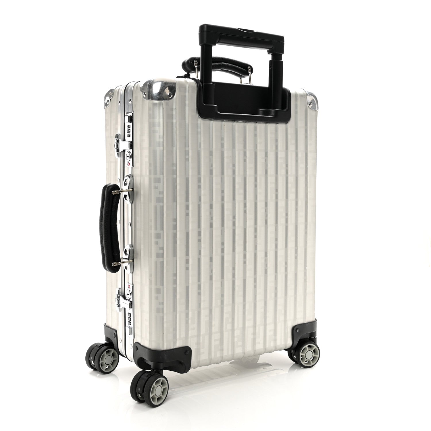 Fendi X RIMOWA Aluminum FF Print Roll Away Carry On Luggage Silver 2 of 10