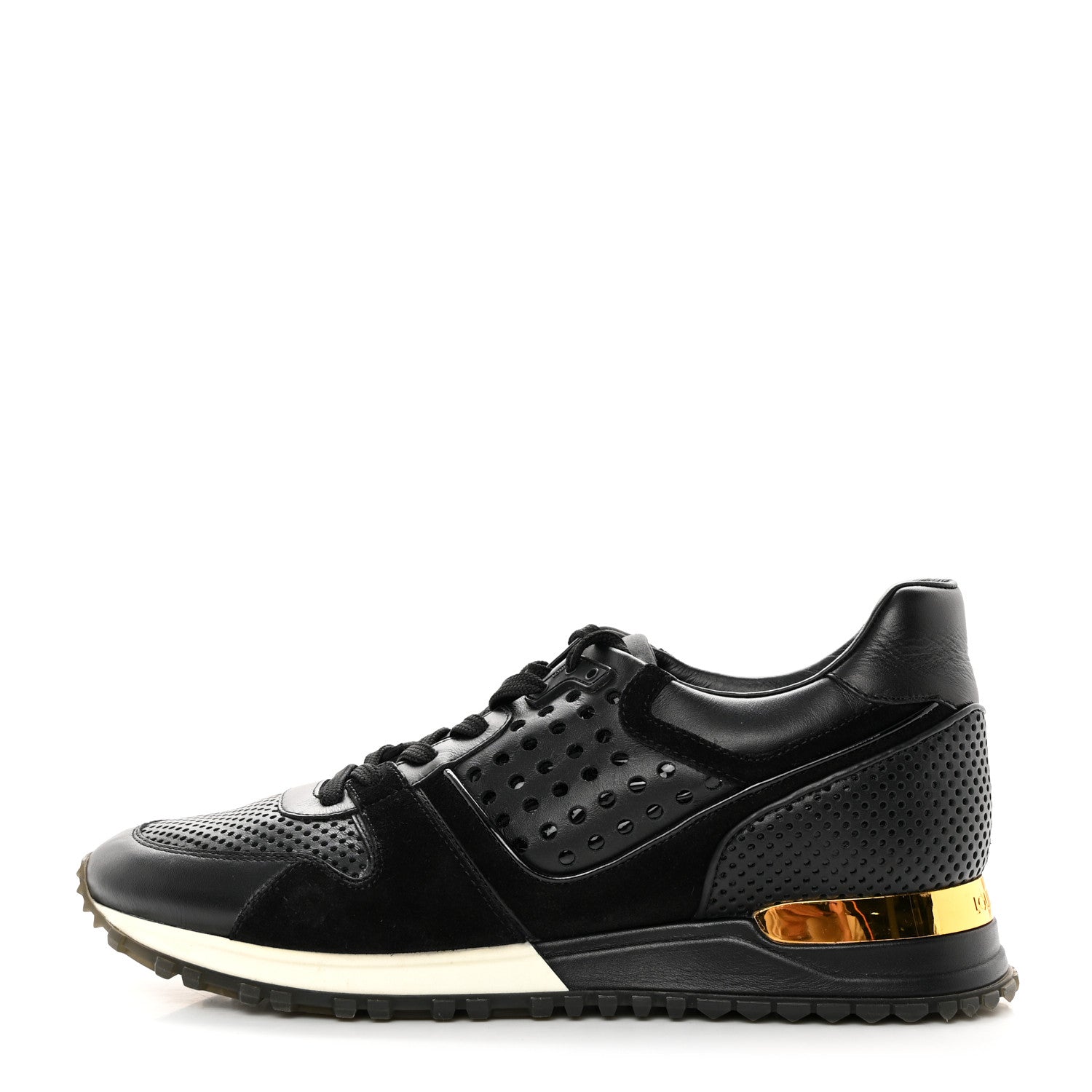 Louis Vuitton Nubuck Calfskin Perforated Run Away Sneakers 38.5 Black 1 of 16