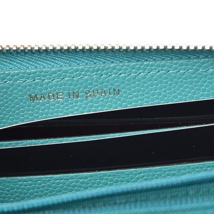 Chanel Caviar Quilted Small Zip Around Wallet Turquoise 7 of 10