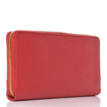 Balenciaga Chevre Gold Metallic Edge Hardware Zip Around Wallet Rouge Grenade 3 of 8