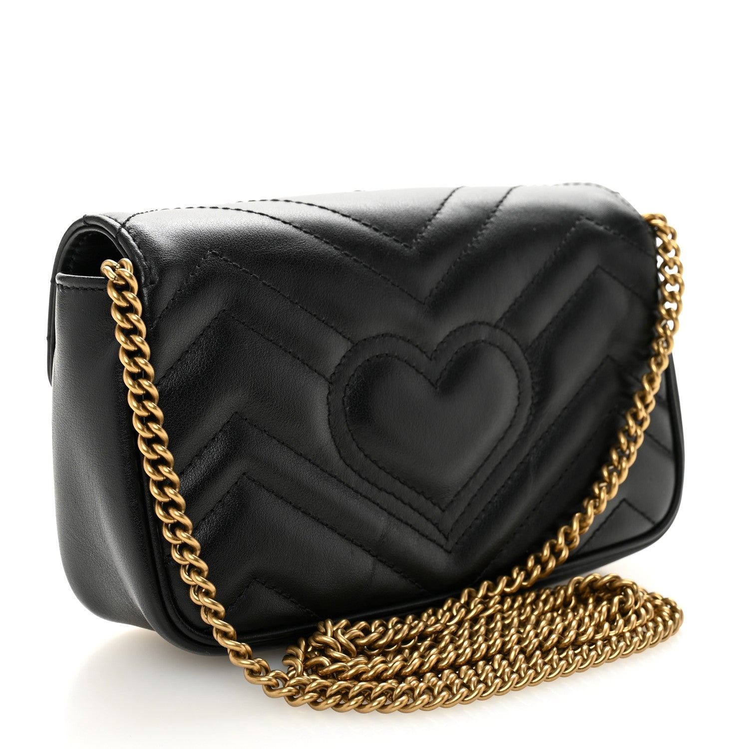 Gucci Calfskin Matelasse Super Mini GG Marmont Shoulder Bag Black 3 of 10