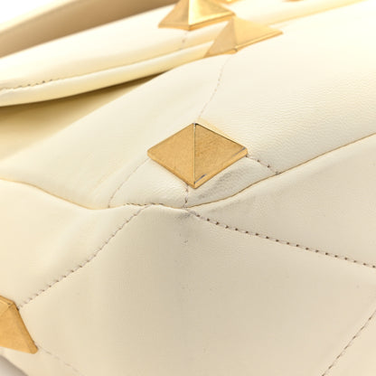 Valentino Garavani Nappa Large Roman Stud Shoulder Bag Ivory 9 of 12