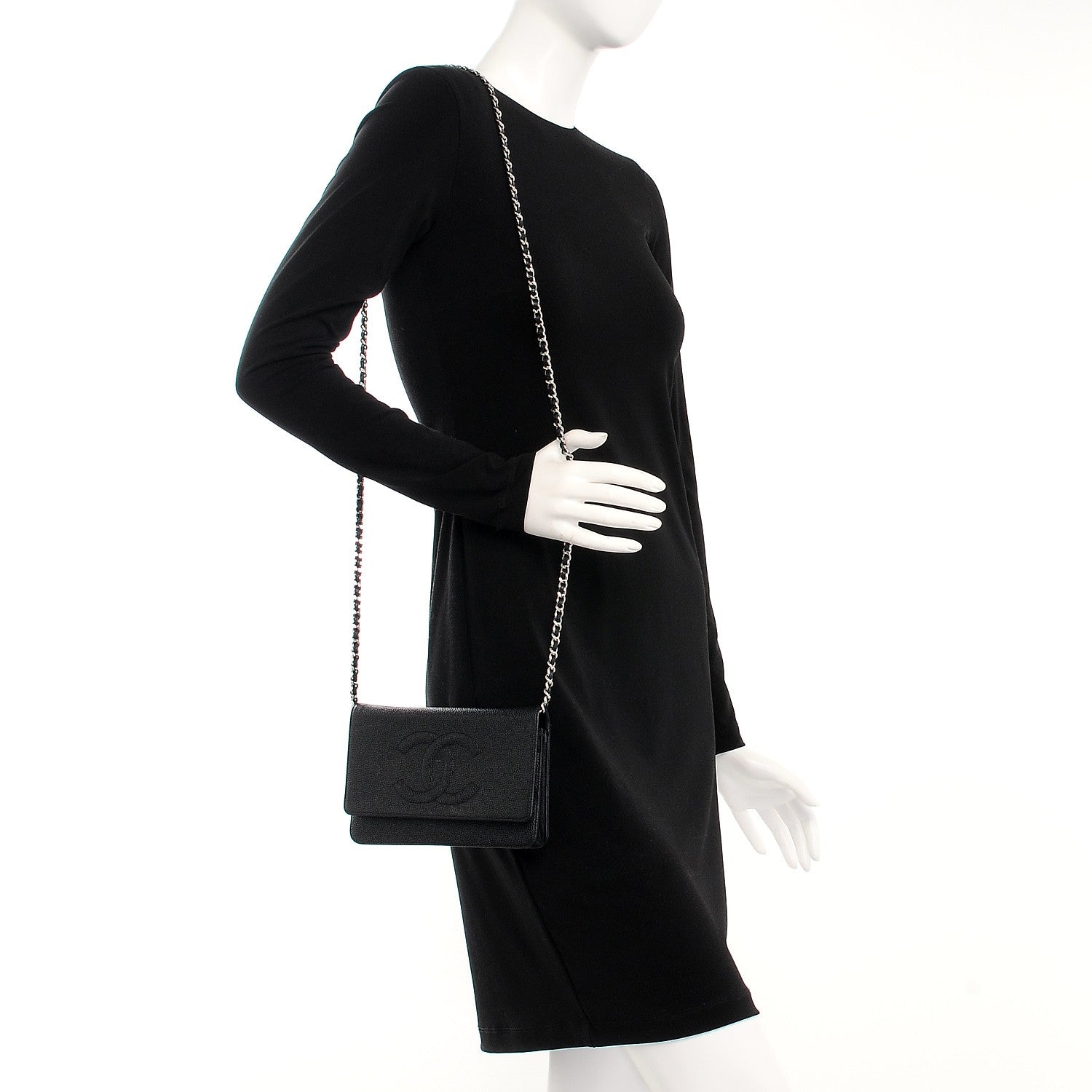 Chanel Caviar Timeless CC Wallet On Chain WOC Black 2 of 7