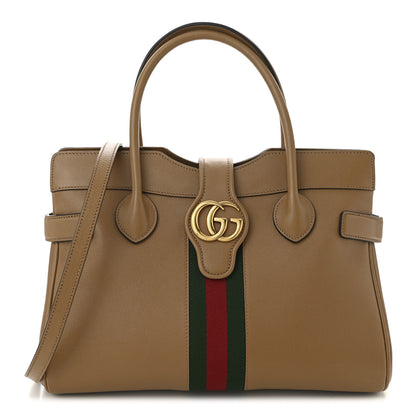Gucci New Sakai Calfskin Lux Web Medium Dahlia Top Handle Shoulder Bag Quarz Beige 1 of 10