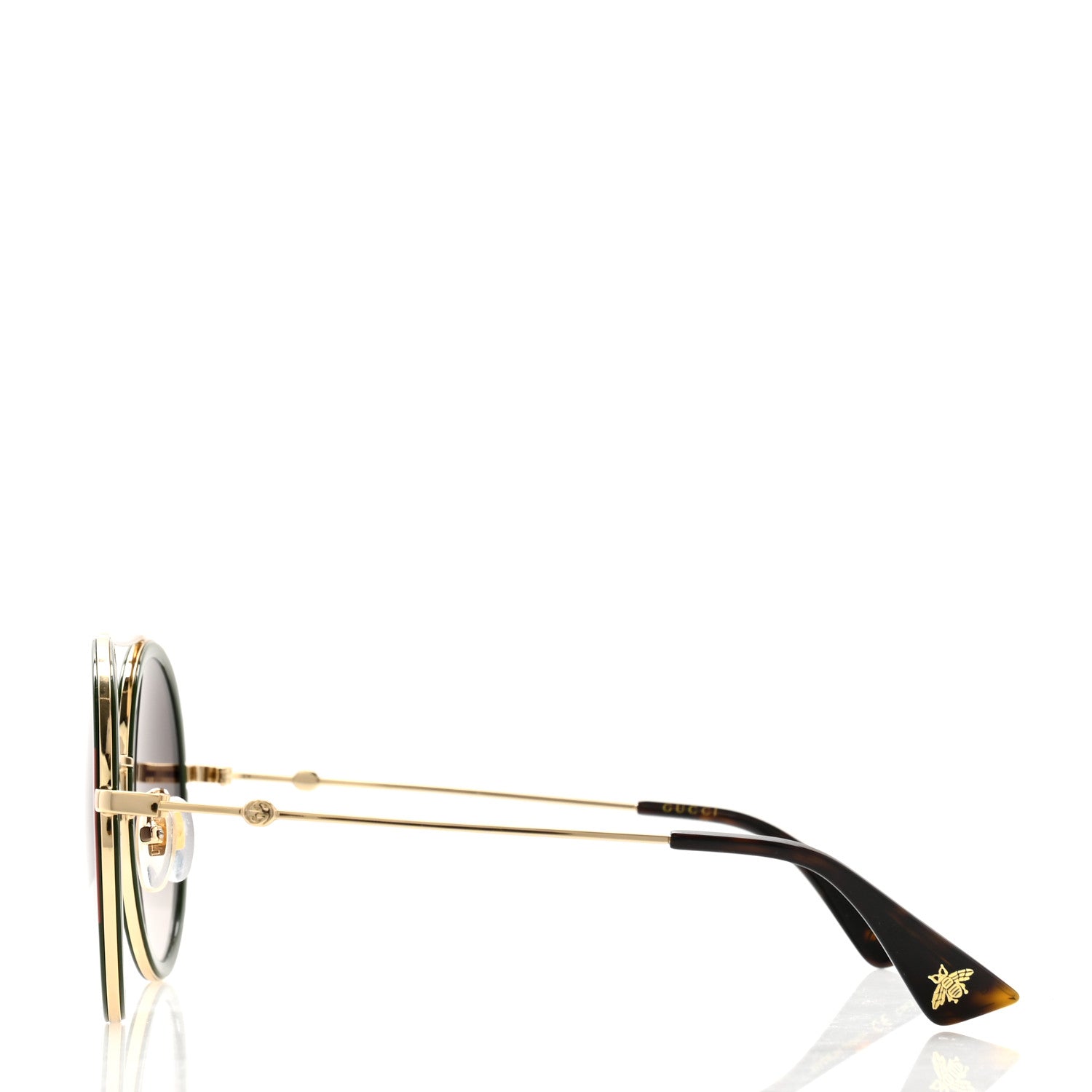 Gucci Metal Round Frame Sunglasses GG0061S Green Red 3 of 7