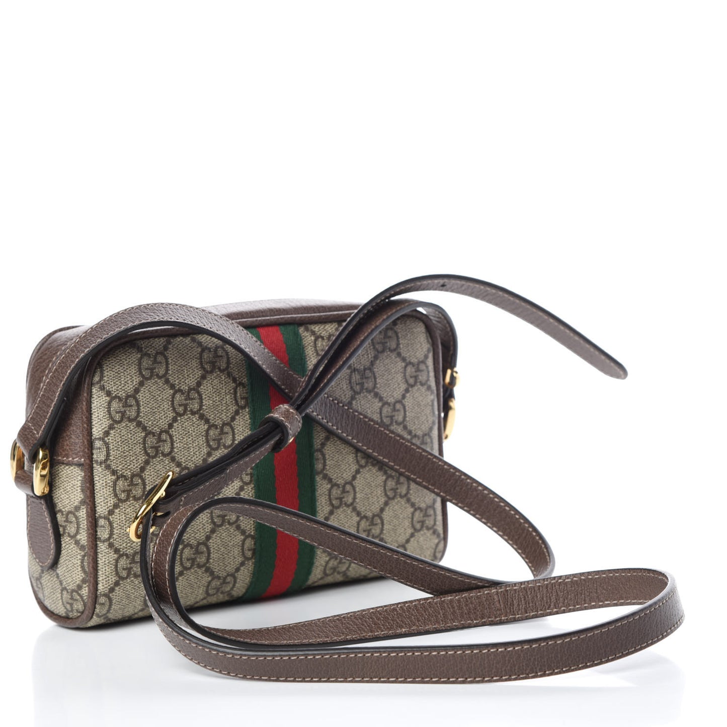 GG Supreme Monogram Web Mini Ophidia Shoulder Bag Brown