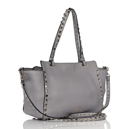 Valentino Garavani Grained Calfskin Small Rockstud Tote Light Stone 2 of 8