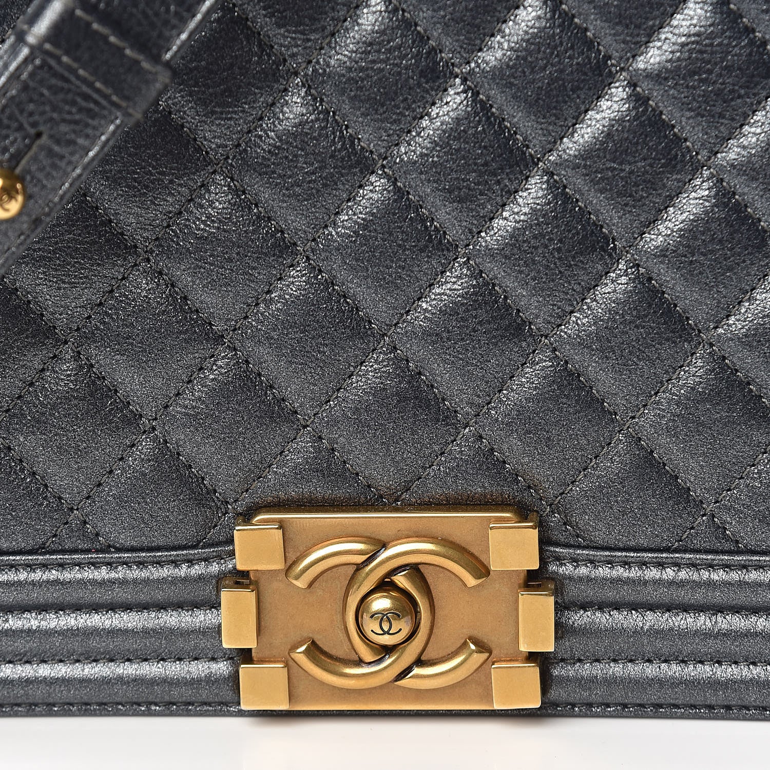 Chanel Pearl Calfskin New Medium Boy Flap Dark Grey 12 of 13