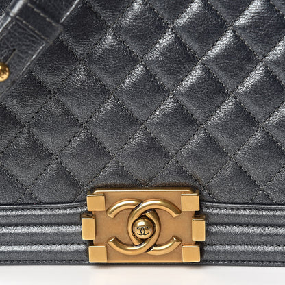 Chanel Pearl Calfskin New Medium Boy Flap Dark Grey 12 of 13