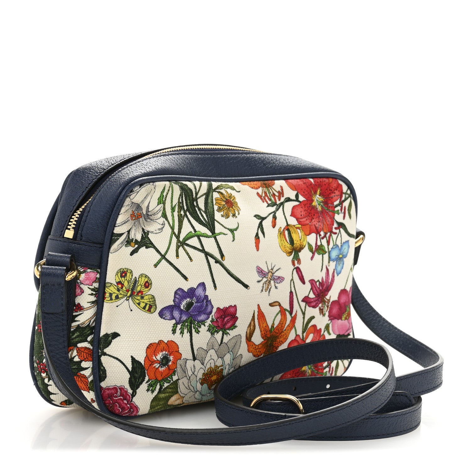 Gucci Canvas Flora Floral Shoulder Bag White Blue Agata Mulitcolor 2 of 12
