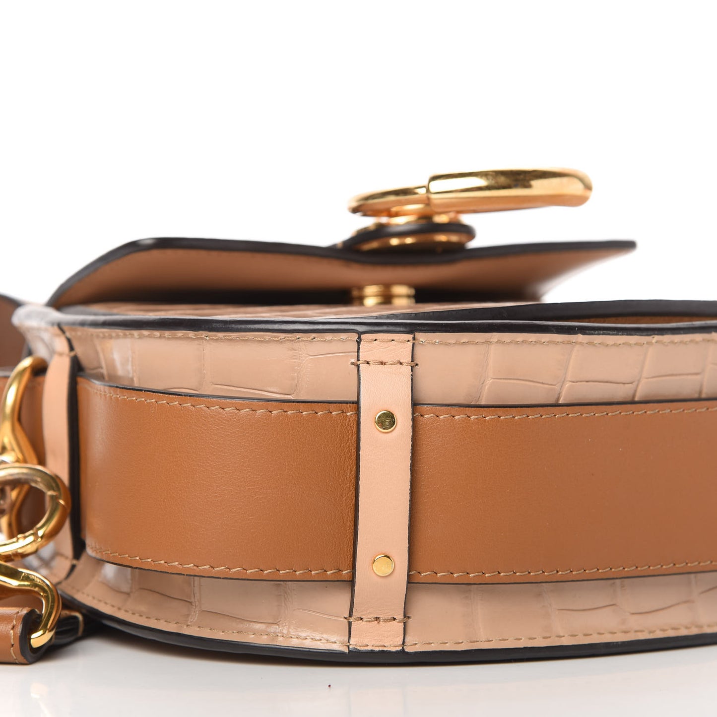 Calfskin Crocodile Embossed Small Tess Bag Nut