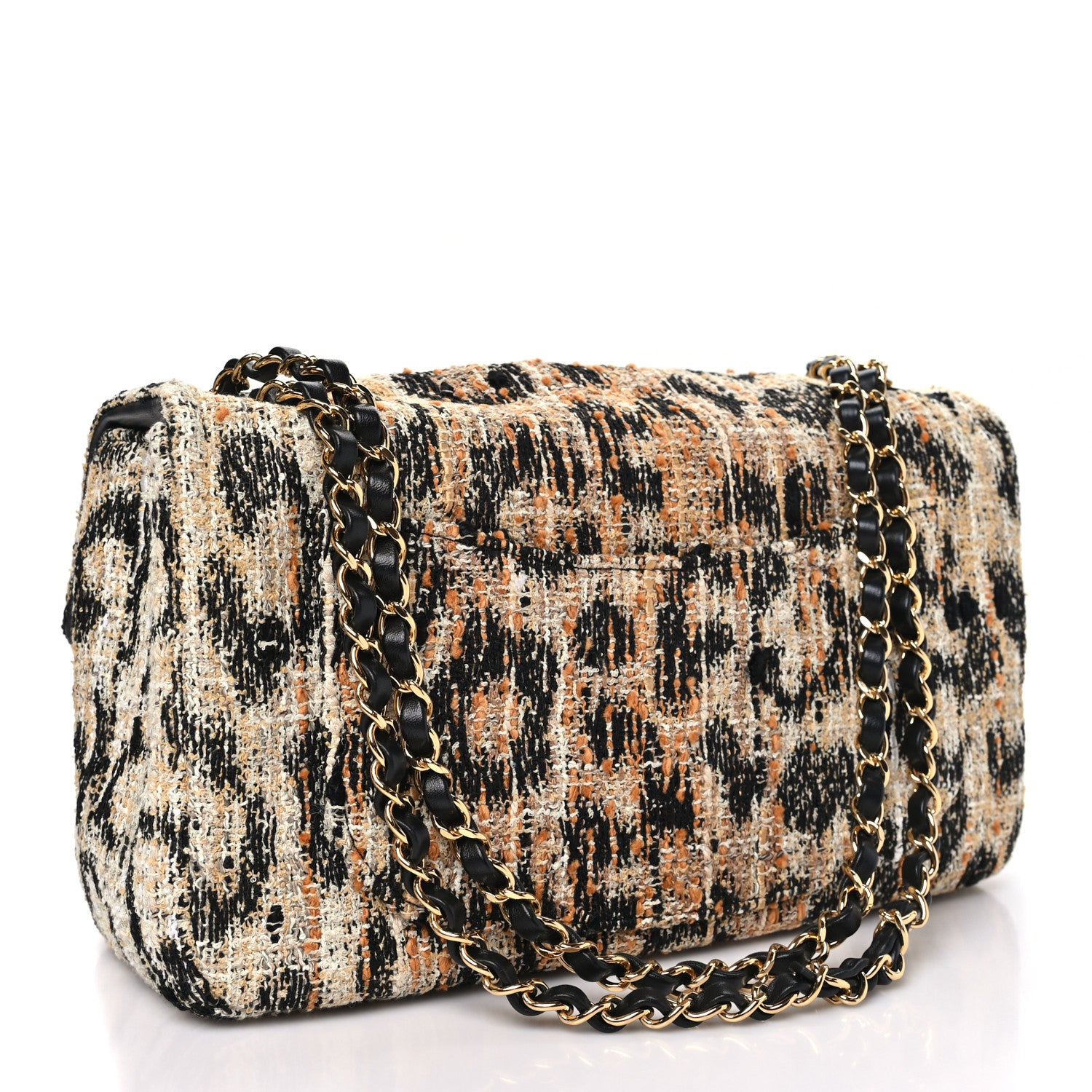 Chanel Tweed Mixed Fibers Leopard Print Small Souplissimo Maxi Flap Brown Black White 2 of 10